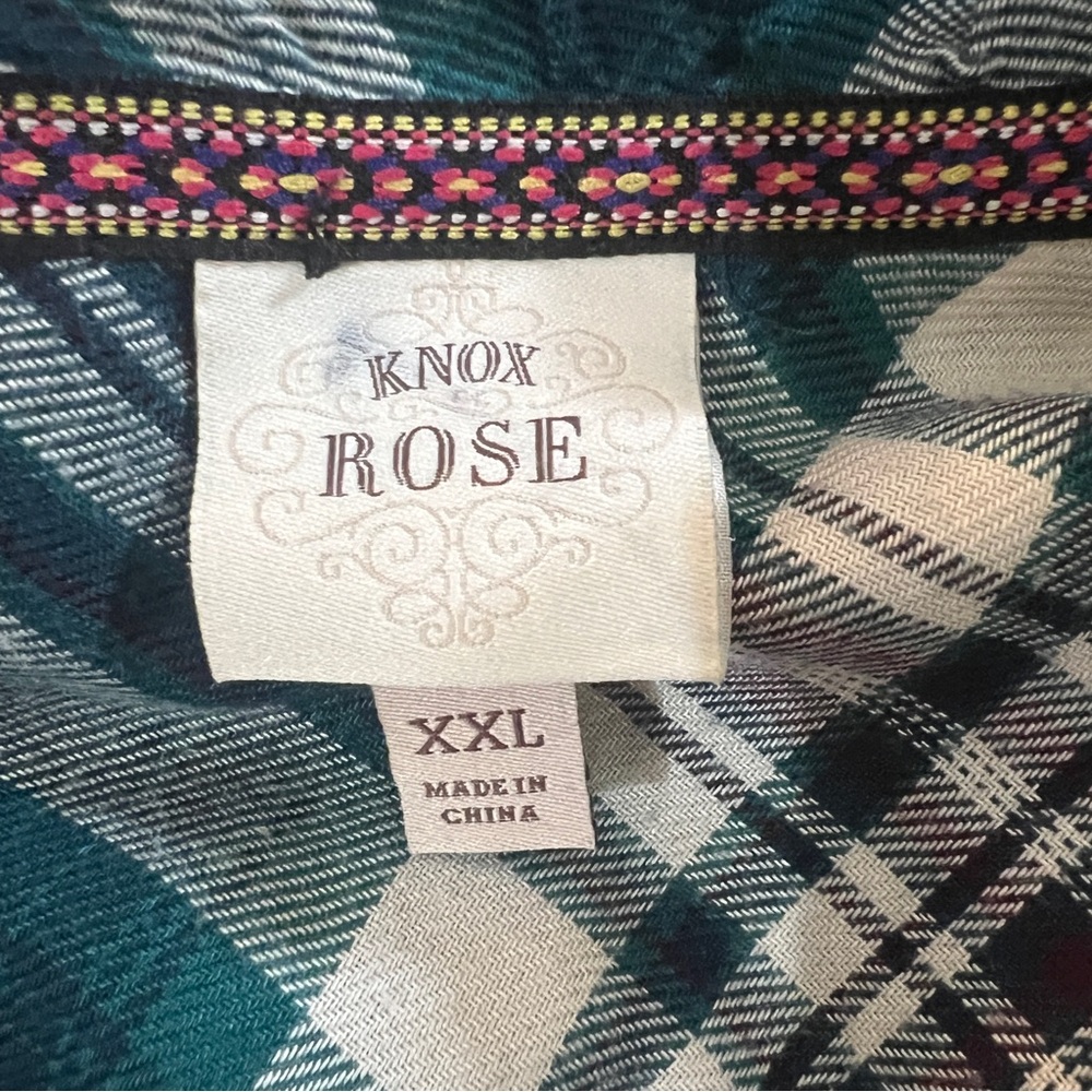 Knox Rose‎ Green Plaid Ruffle Blouse - Picture 8 of 11